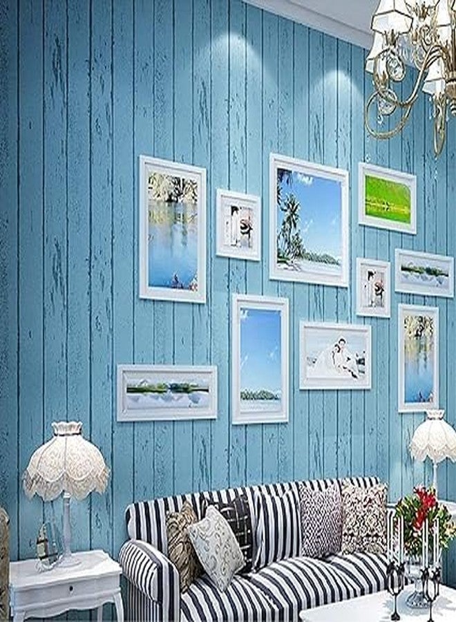 ROSASTELLA Self-Adhesive Wallpaper Waterproof Old Furniture Vinyl Stickers Wooden Door Wardrobe Desktop PVC Wall Papers 45 X 304 CM- (Blue Wooden Planks) - Image 2